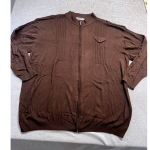 Lavane New York Full Zip Cardigan Womens 4X Brown Pleated Mock‎ Neck Knit